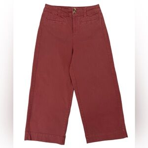 A New Day Cropped Wide Leg Pants Size 6 Rust Red High Rise Stretch Chino